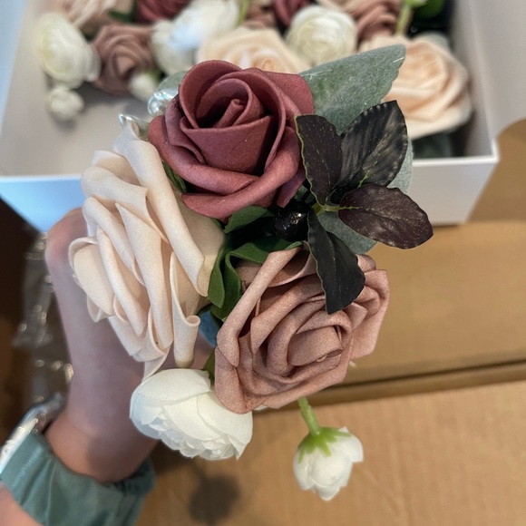 Ling’s moment wedding corsages dusty rose and mauve